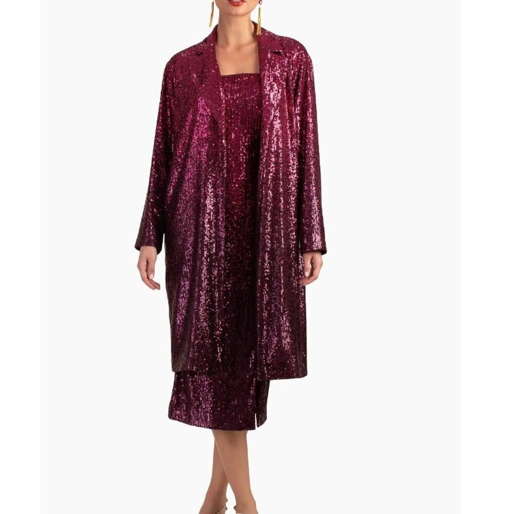 NWT Trina Turk pisces metallic sequin red jacket soft sz XS